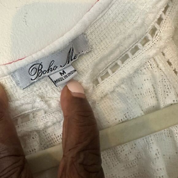 Boho Me White Embroided Blouse M - Picture 5 of 8